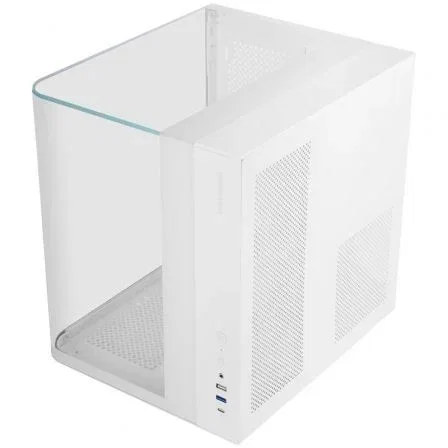 Mars Gaming MC-INFINIOLITE Caja Gaming ATX Semitorre Blanca - Diseño Infinity de Cristal Templado Curvado, Estructura Doble Cámara, Compatible con Refrigeración Líquida 240mm